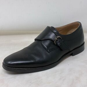 Sterling Sewn Black Leather Men's Monk Strap Shoes